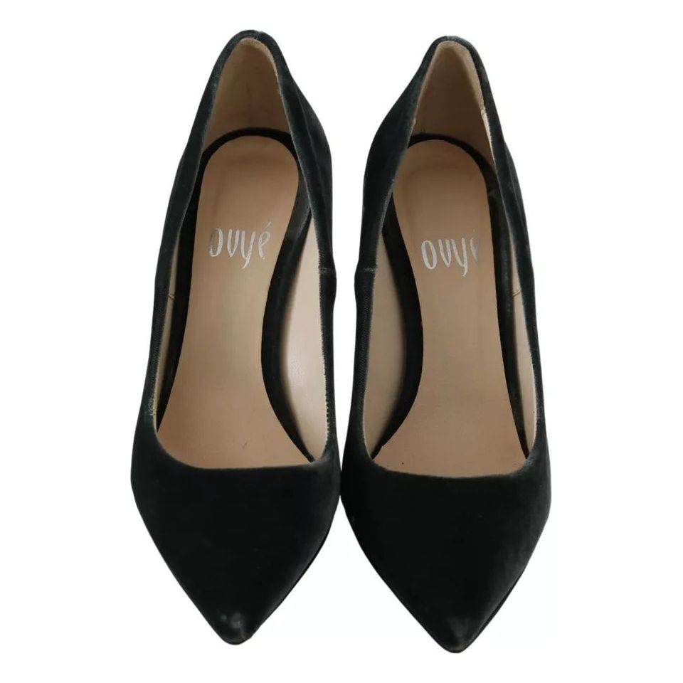 Ovyé Gray Velvet Dress Stiletto Pumps Shoes LA8411-37