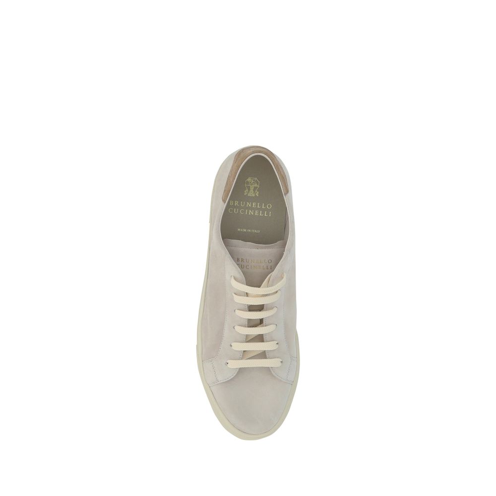 Brunello Cucinelli Cream White Leather Sneakers