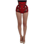 Dolce & Gabbana Red Silk Roses Sicily Shorts SIG20125-1