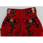 Dolce & Gabbana Red Silk Roses Sicily Shorts SIG20125-1