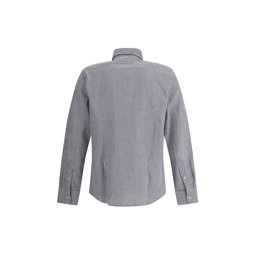 Deperlu Blue Cotton Pattern Shirt