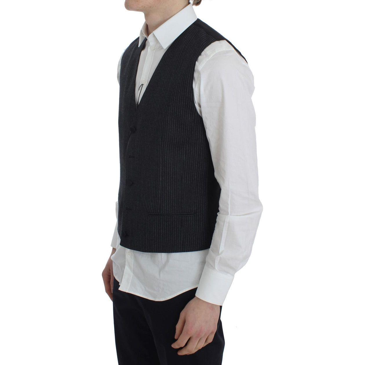 Dolce & Gabbana Gray Striped Formal Vest