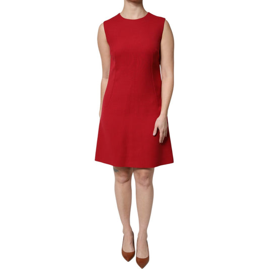 Dolce & Gabbana Red Wool Sleeveless Knee Length A-line Dress DR81638-44