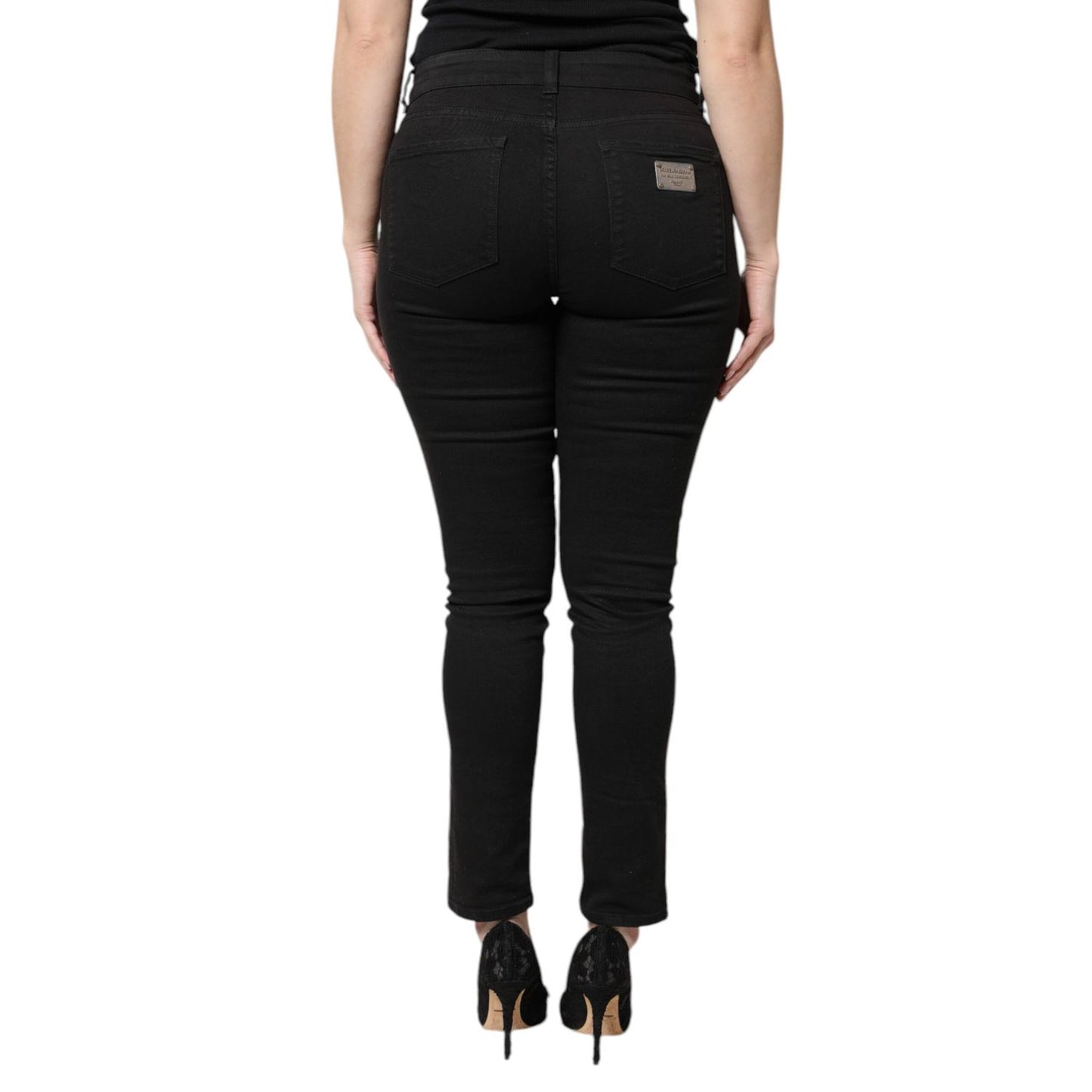 Dolce & Gabbana Black Cotton High Waist Skinny Denim Jeans