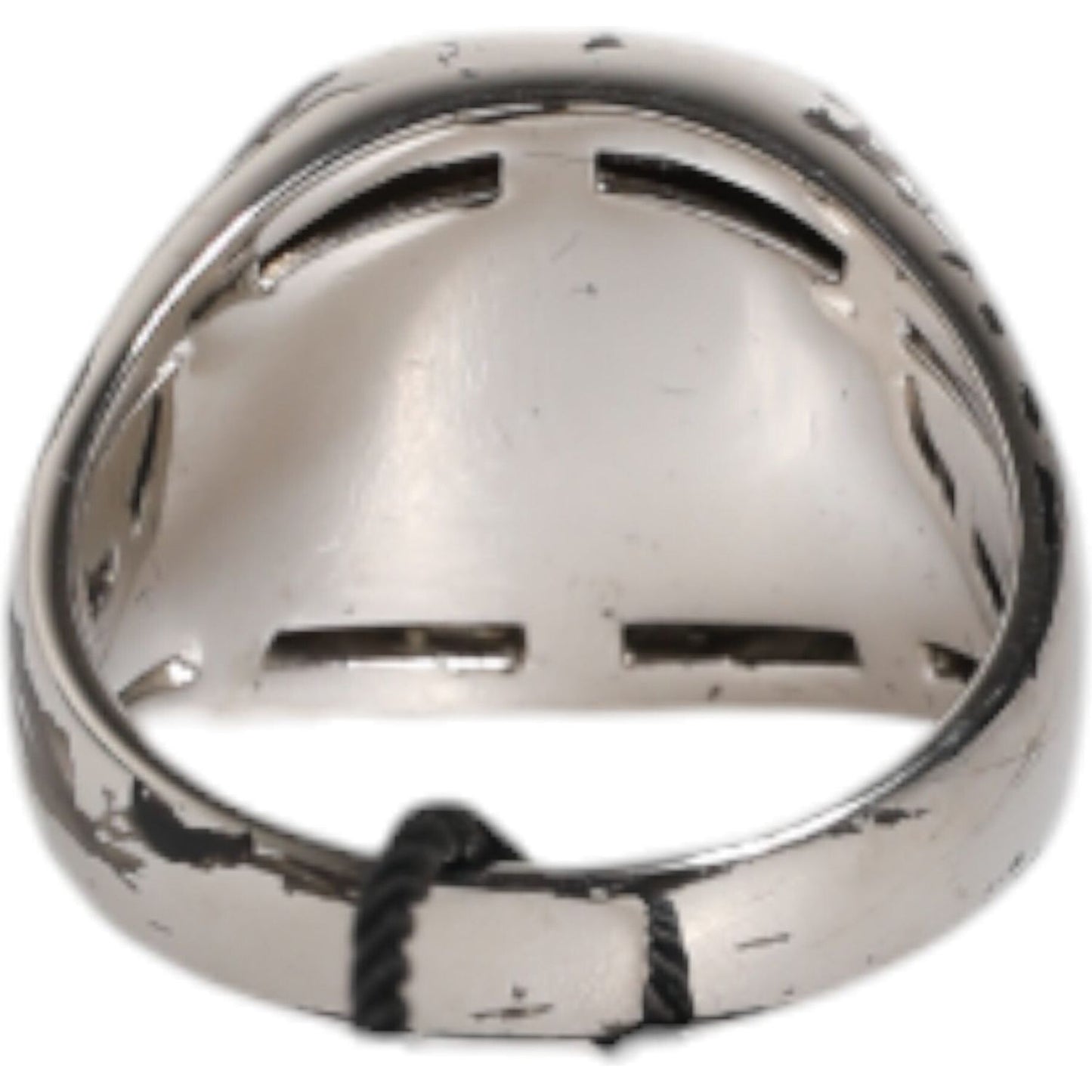 Dolce & Gabbana Silver Tone Engraved Two Color Real Brass Ring SMY10464-60