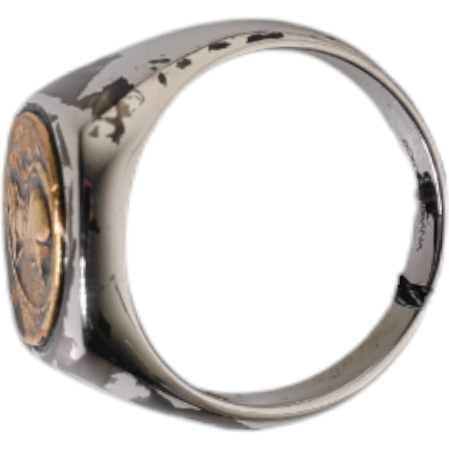 Dolce & Gabbana Silver Tone Engraved Two Color Real Brass Ring SMY10464-60