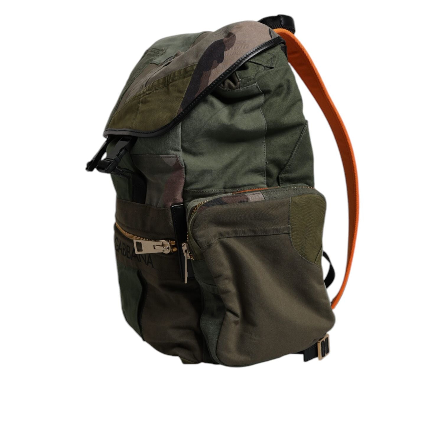 Dolce & Gabbana Military Green Patchwork Travel Backpack Bag