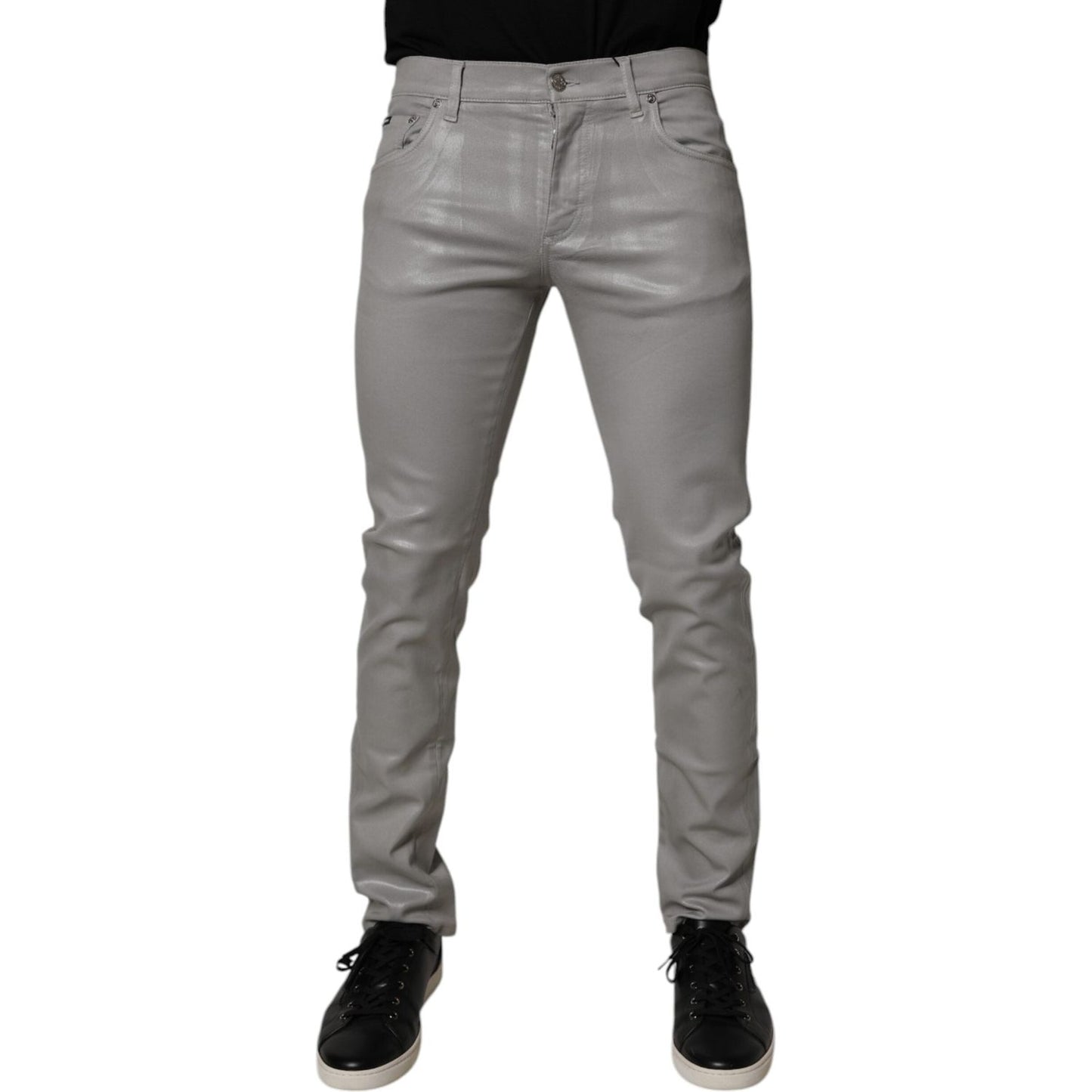 Dolce & Gabbana Gray Cotton Stretch Men Slim Fit Denim Jeans PAN75172-48