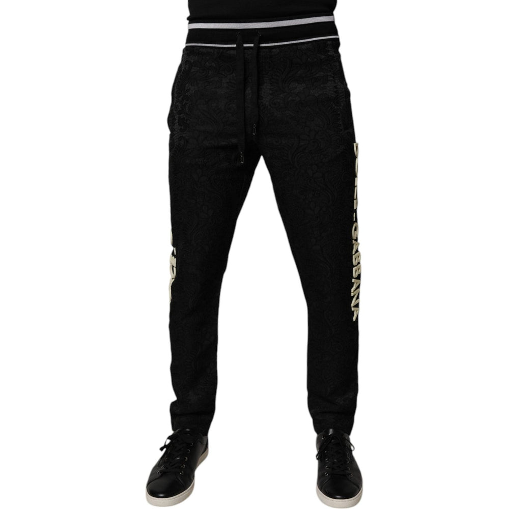 Dolce & Gabbana Black Mid Waist Jogger Men Sweatpants Pants PAN75224-44