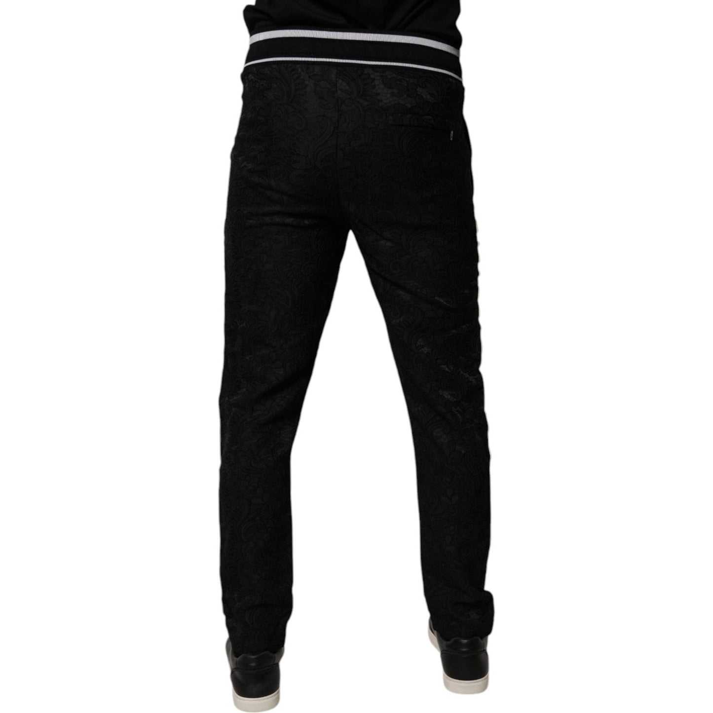 Dolce & Gabbana Black Mid Waist Jogger Men Sweatpants Pants PAN75224-44