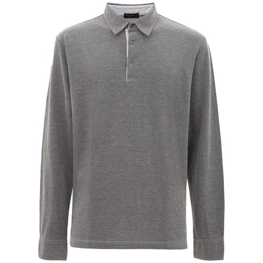 Corneliani Gray Cotton Polo Shirt Corneliani Dim Gray