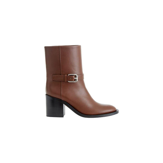 Burberry Brown Leather Boot Burberry Dark Olive Green