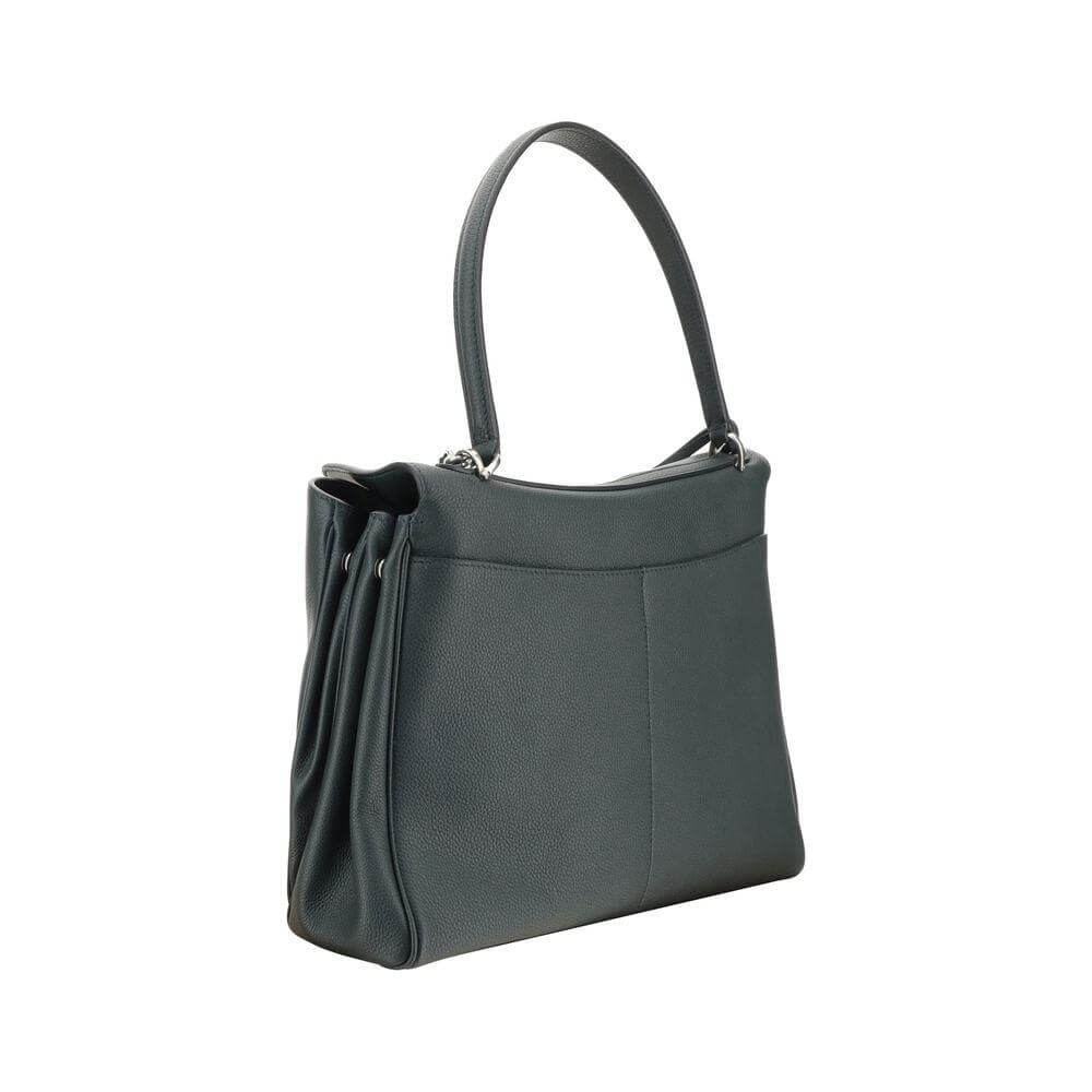 Front view with bag zipped and handles upright.