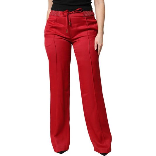 Dolce & Gabbana Red Viscose Straight Fit Pants PAN76259-42
