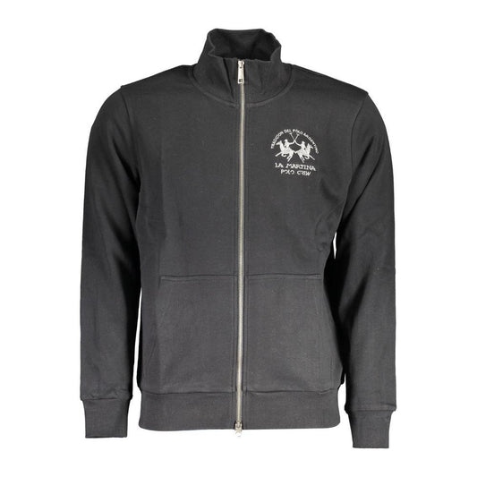 La Martina Black Cotton Men Sweater La Martina Dark Slate Gray