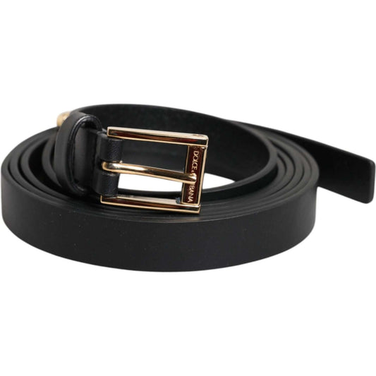 Dolce & Gabbana Black Calf Leather Gold Metal Buckle Belt BEL9277-90