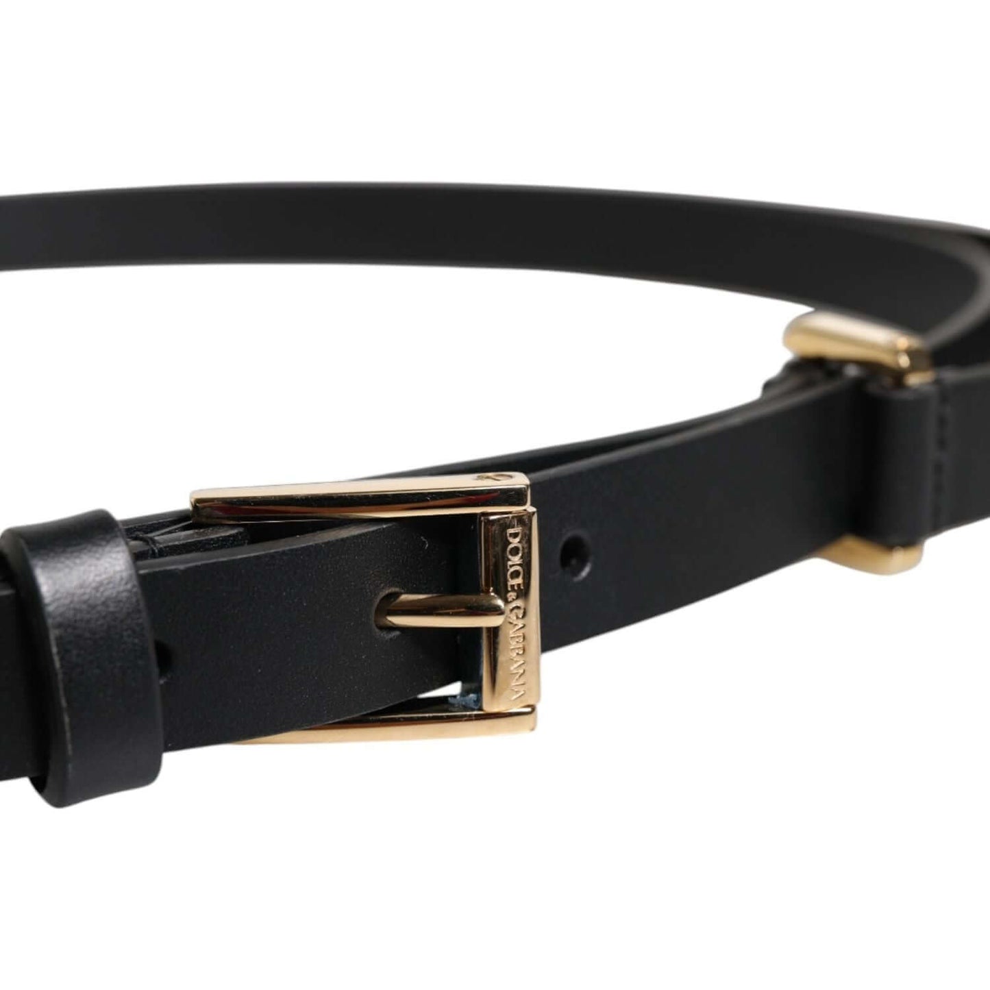 Dolce & Gabbana Black Calf Leather Gold Metal Buckle Belt BEL9277-90