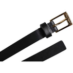 Dolce & Gabbana Black Calf Leather Gold Metal Buckle Belt BEL9277-90
