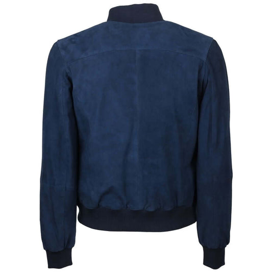 Emilio Romanelli Blue Calfskin Men Bomber Jacket EM-15261-IT42|M