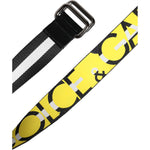 Dolce & Gabbana Black Yellow Logo Striped Metal Buckle Belt BEL9340-90