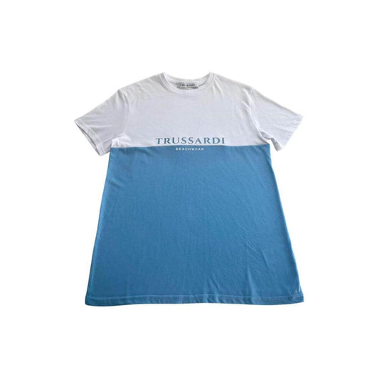 Trussardi Beachwear Light Blue Cotton Men T-Shirt