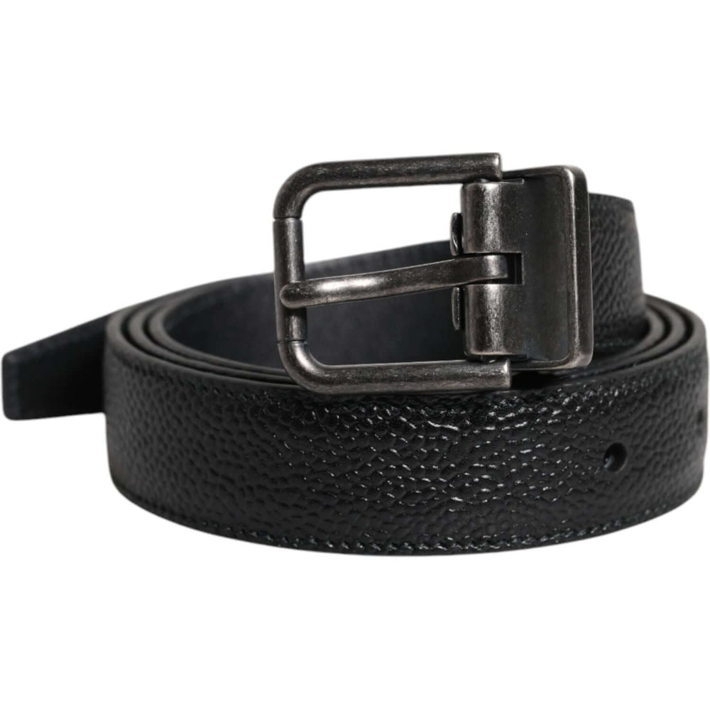 Dolce & Gabbana Black Calf Leather Classic Metal Buckle Belt BEL9343-90