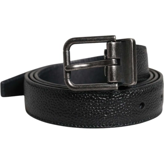 Dolce & Gabbana Black Calf Leather Classic Metal Buckle Belt BEL9343-90