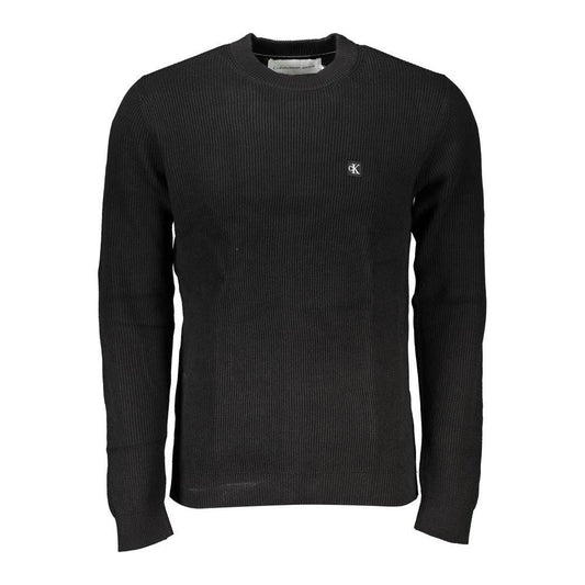 Calvin Klein Sleek Black Crew Neck Sweater with Logo Calvin Klein Black