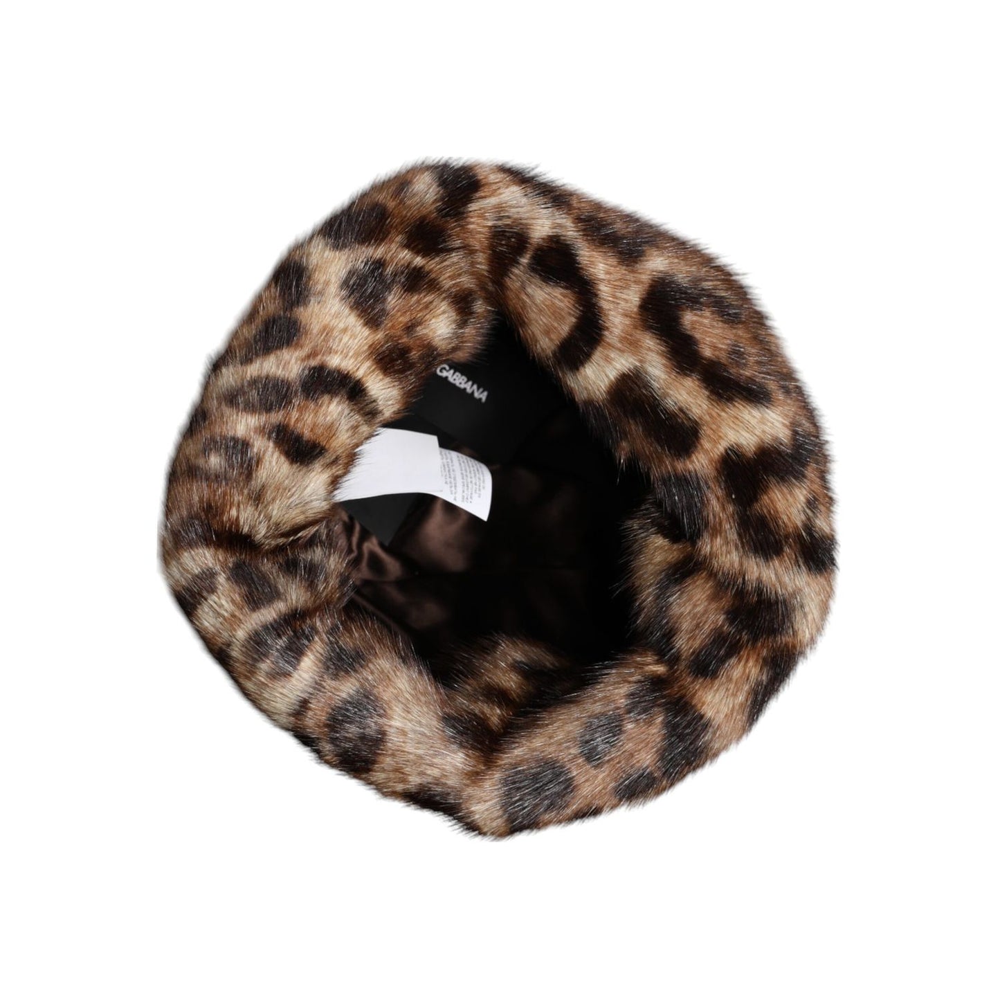 Dolce & Gabbana Brown Leopard Faux Fur Women Bucket Hat