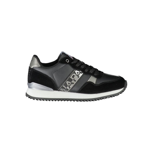 Napapijri Chic Black Lace-Up Sneakers with Contrast Detail Napapijri Dark Slate Gray