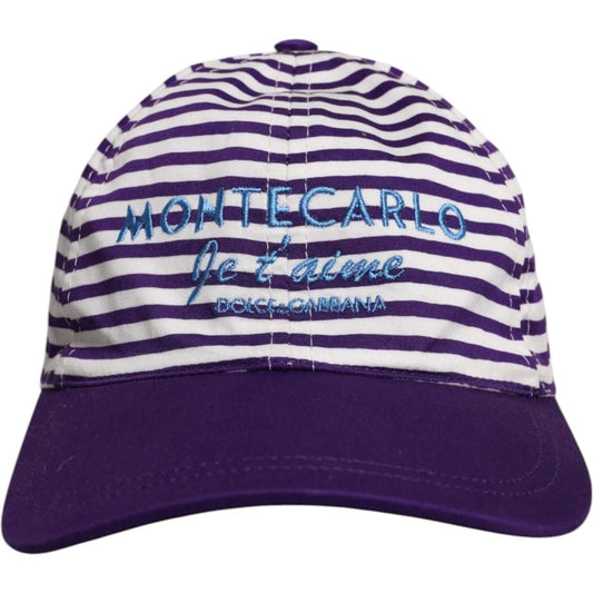 Dolce & Gabbana White Purple Stripe Cotton Women Baseball Cap Dolce & Gabbana Light Gray