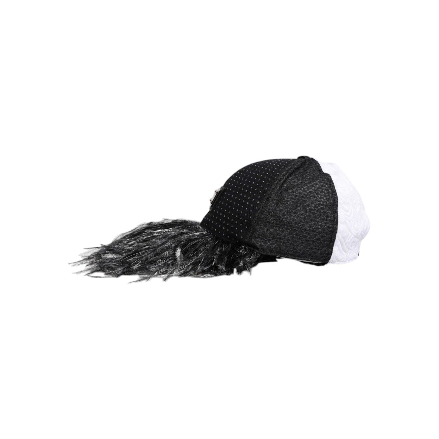 Dolce & Gabbana White Black Polka Dot Feathers Baseball Cap