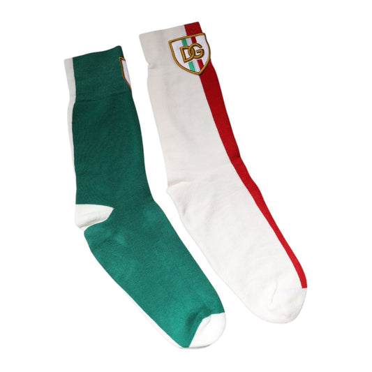 Dolce & Gabbana Multicolor Cotton DG Logo Patch Mid Calf Socks