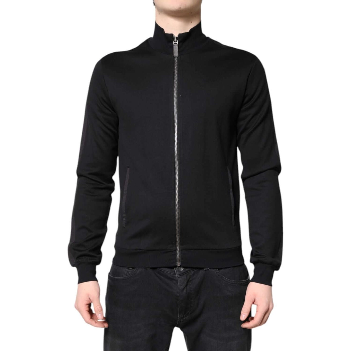 Dolce & Gabbana Black Cotton Logo Full Zip Men Bomber Jacket JKT41574-48