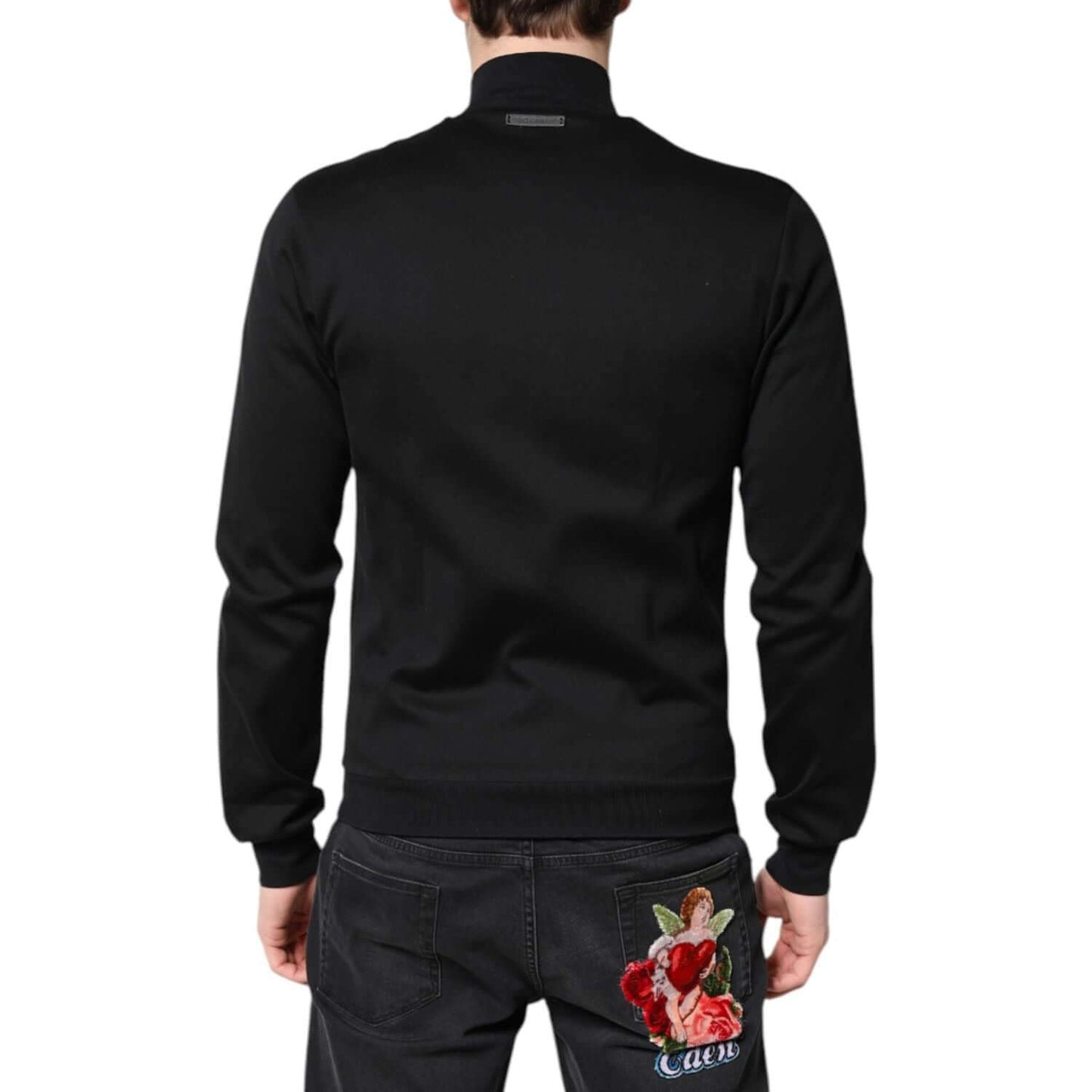Dolce & Gabbana Black Cotton Logo Full Zip Men Bomber Jacket JKT41574-48