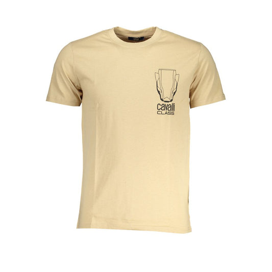 Cavalli Class Beige Cotton Men T-Shirt