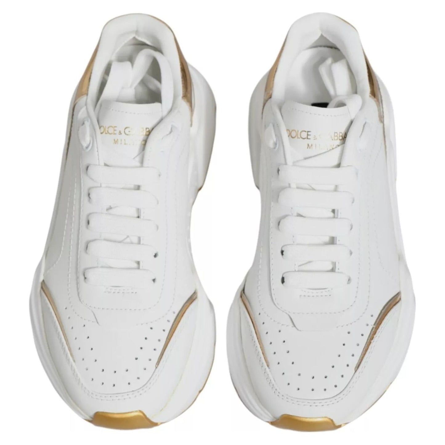 Dolce & Gabbana White Gold Daymaster Low Top Sneakers Shoes LA11770#5-41