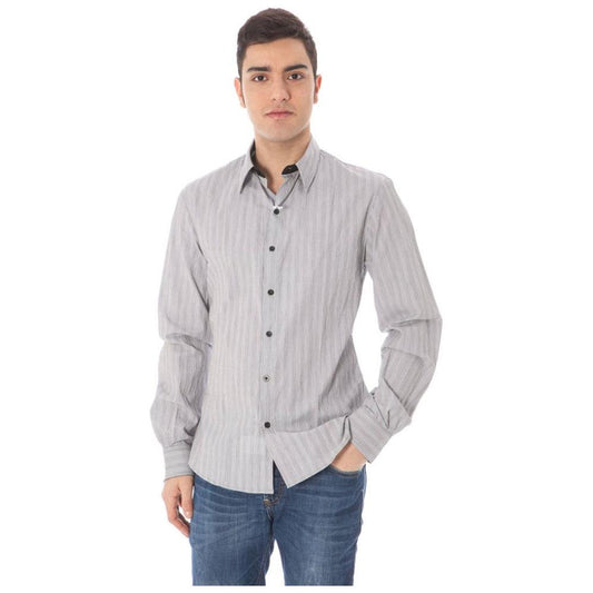 Costume National White Cotton Men Shirt Costume National Gray