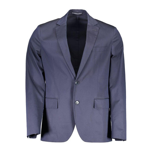 Gant Blue Cotton Men Jacket Gant Dim Gray