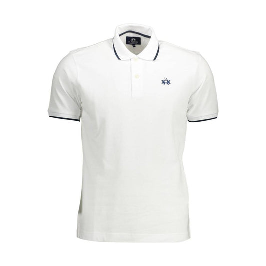 La Martina White Cotton Men Polo Shirt La Martina Lavender