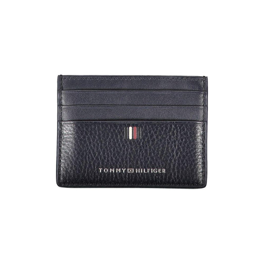 Tommy Hilfiger Sleek Blue Leather Card Holder with Contrast Details Tommy Hilfiger Dark Slate Gray