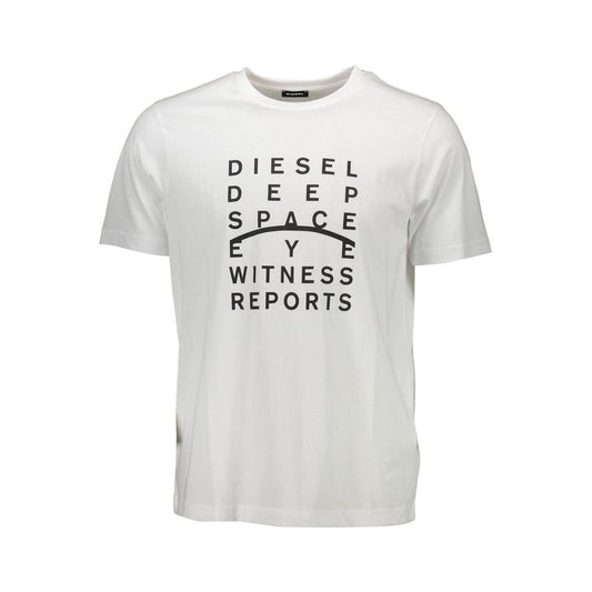 Diesel White Cotton Men T-Shirt Diesel Light Gray
