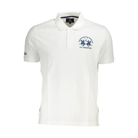 La Martina White Cotton Men Polo Shirt La Martina Beige