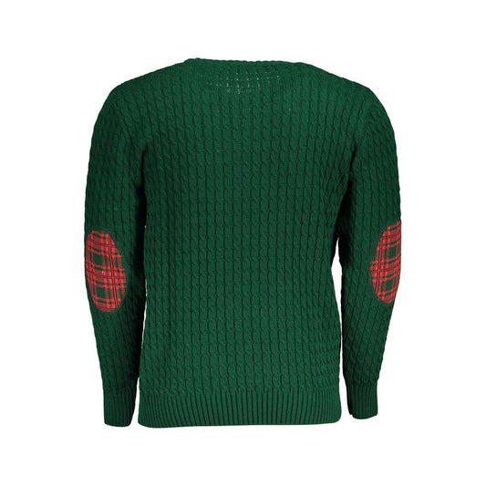 U.S. Grand Polo Twist-Knit Green Crew Neck Sweater U.S. Grand Polo Dark Slate Gray