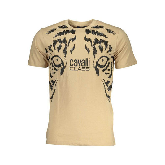 Cavalli Class Beige Cotton T-Shirt Cavalli Class Tan