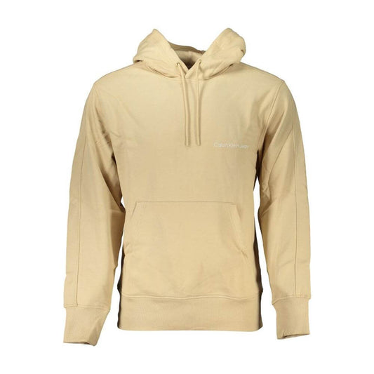 Calvin Klein Beige Brushed Cotton Hooded Sweatshirt Calvin Klein Tan