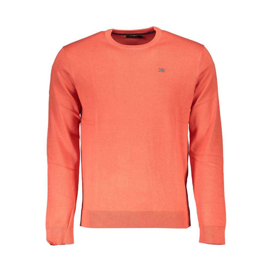 Napapijri Red Cotton Men Sweater Napapijri Salmon