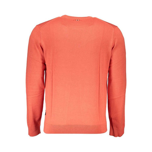Napapijri Red Cotton Men Sweater Napapijri Salmon