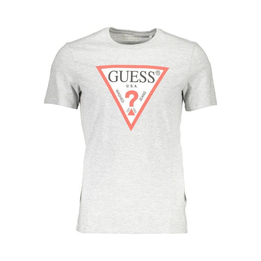 Guess Jeans Gray Cotton Men TShirt Guess Jeans Antique White