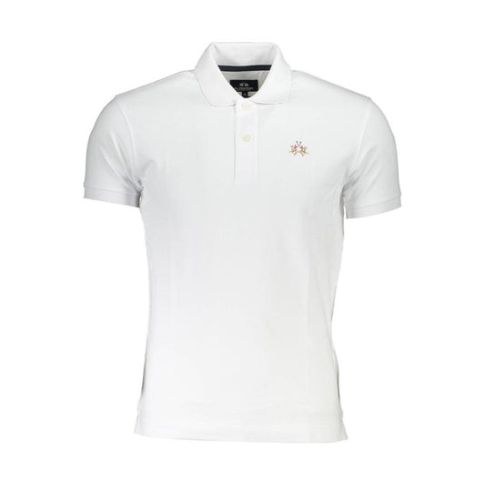 La Martina White Cotton Men Polo Shirt La Martina Lavender